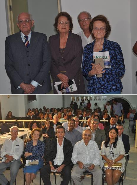 Prof. Émerson ao lado da esposa Prof. Terezinha, da cunhada Prof. Luíza e a plateia que prestigiou a homenagem da Câmara ao historiador